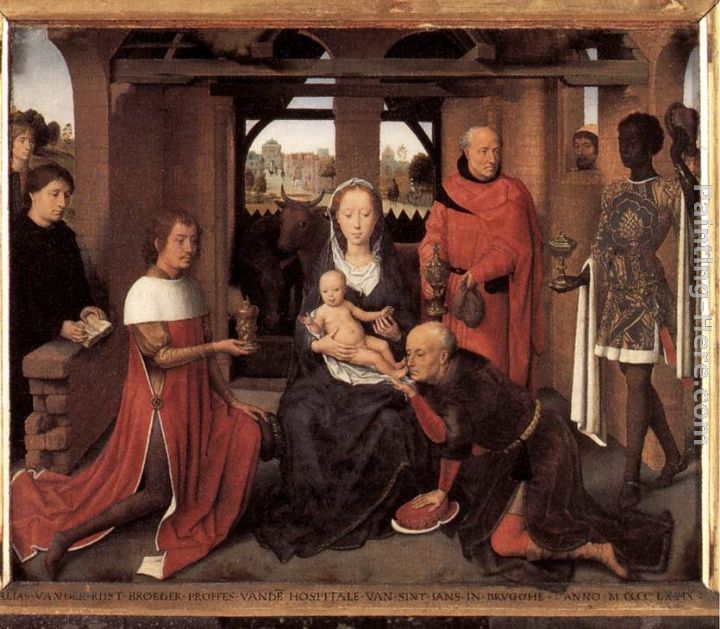 Triptych of Jan Floreins [detail 1, central panel] painting - Hans Memling Triptych of Jan Floreins [detail 1, central panel] art painting